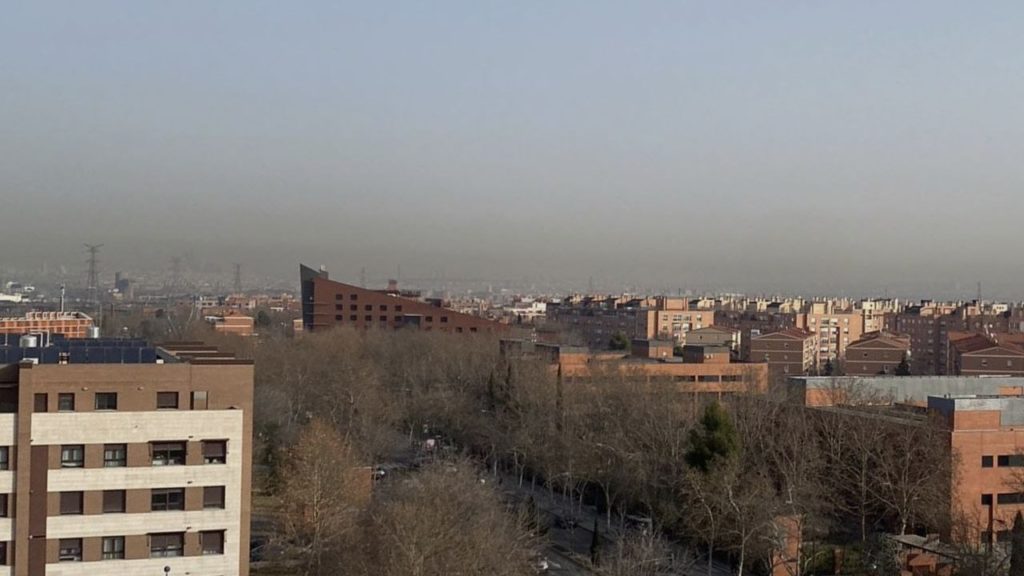 Boina de contaminación en Madrid el pasado mes de febrero de 2022.